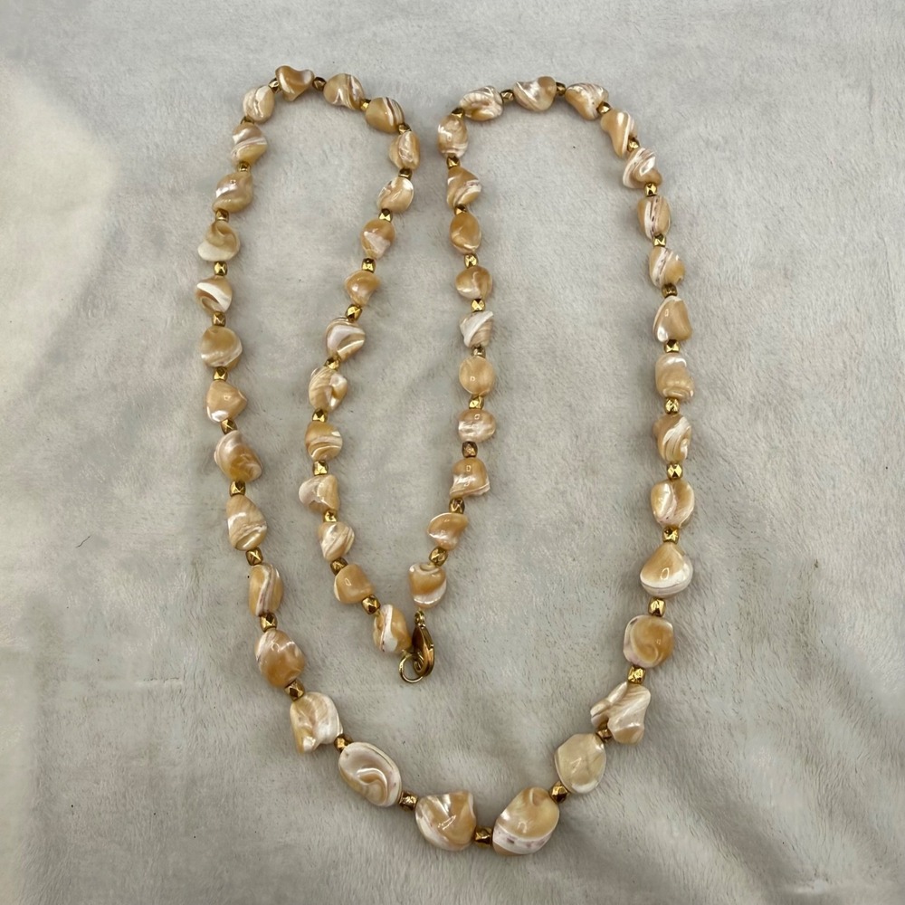Mother of Pearl Beaded Necklace Summer Beach Surfer 34" - Picture 2 of 7